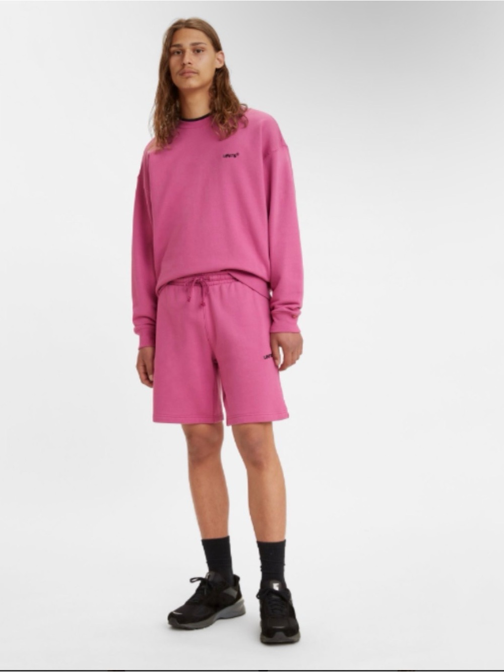 Levis Men's Pink French Terry Drawstring Shorts